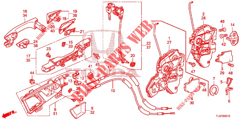 TUERSCHLOESSER, VORNE/AEUSSERER GRIFF  für Honda ACCORD TOURER 2.0 S 5 Türen 6 gang-Schaltgetriebe 2015