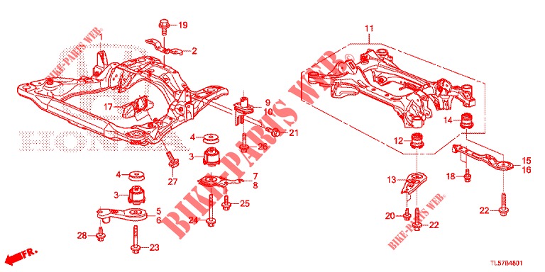 VORDERER HILFSRAHMEN/HINTERER TRAEGER (DIESEL) für Honda ACCORD TOURER 2.0 S 5 Türen 6 gang-Schaltgetriebe 2015