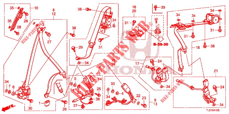 VORDERSITZ/SITZGURTE  für Honda ACCORD TOURER 2.0 S 5 Türen 6 gang-Schaltgetriebe 2015