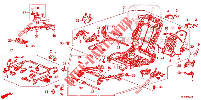 VORNE SITZKOMPONENTEN (D.) (SIEGE ENTIEREMENT MOTORISE) für Honda ACCORD TOURER 2.0 S 5 Türen 6 gang-Schaltgetriebe 2015
