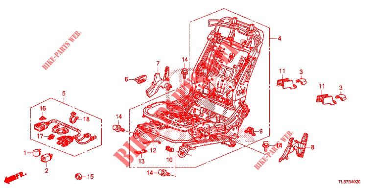 VORNE SITZKOMPONENTEN (D.) (SIEGE REGLAGE MANUEL) für Honda ACCORD TOURER 2.0 S 5 Türen 6 gang-Schaltgetriebe 2015
