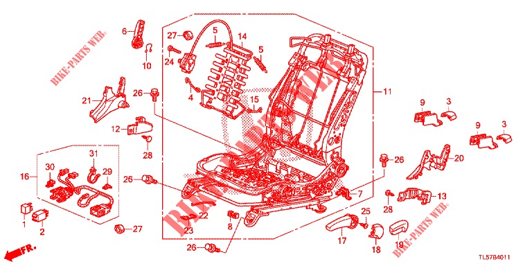 VORNE SITZKOMPONENTEN (G.) (HAUTEUR MANUELLE) für Honda ACCORD TOURER 2.0 S 5 Türen 6 gang-Schaltgetriebe 2015