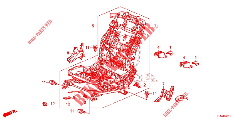 VORNE SITZKOMPONENTEN (G.) (SIEGE REGLAGE MANUEL) für Honda ACCORD TOURER 2.0 S 5 Türen 6 gang-Schaltgetriebe 2015
