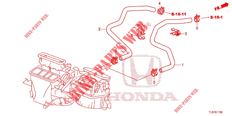 WASSERSCHLAUCH/HEIZUNGSSCHACHT (2.4L) (LH) für Honda ACCORD TOURER 2.0 S 5 Türen 6 gang-Schaltgetriebe 2015