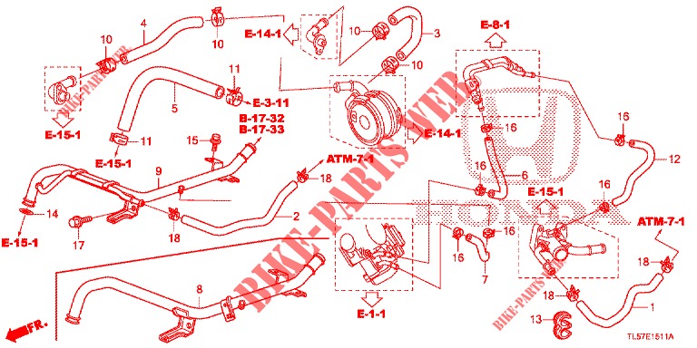 WASSERSCHLAUCH/HEIZUNGSSCHACHT (2.4L) für Honda ACCORD TOURER 2.0 S 5 Türen 6 gang-Schaltgetriebe 2015