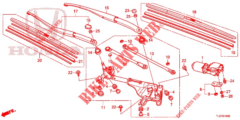 WINDSCHUTZSCHEIBENWISCHER (LH) für Honda ACCORD TOURER 2.0 S 5 Türen 6 gang-Schaltgetriebe 2015