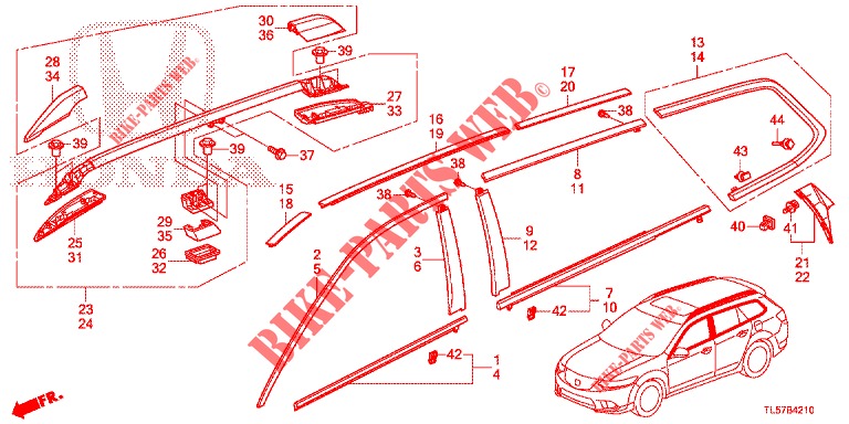 ZIERLEISTE/DACHSCHIENE  für Honda ACCORD TOURER 2.0 S 5 Türen 6 gang-Schaltgetriebe 2015