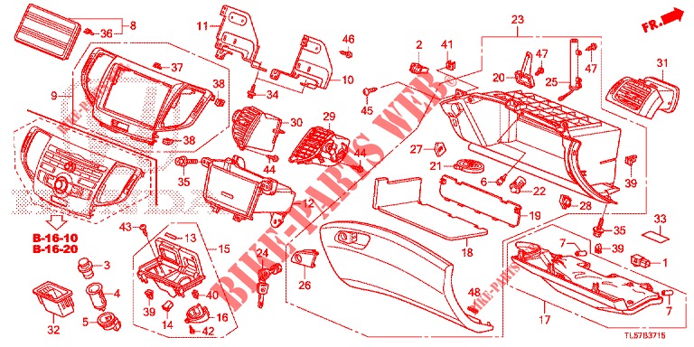 INSTRUMENT, ZIERSTUECK (COTE DE PASSAGER) (LH) für Honda ACCORD TOURER 2.0 COMFORT 5 Türen 6 gang-Schaltgetriebe 2015
