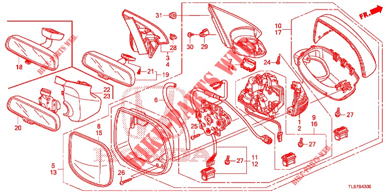 SPIEGEL/SCHIEBEDACH  für Honda ACCORD TOURER 2.0 COMFORT 5 Türen 6 gang-Schaltgetriebe 2015