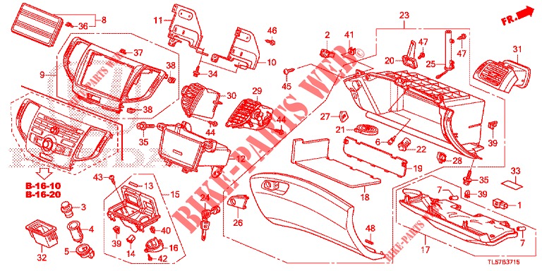 INSTRUMENT, ZIERSTUECK (COTE DE PASSAGER) (LH) für Honda ACCORD TOURER 2.0 ELEGANCE PACK 5 Türen 6 gang-Schaltgetriebe 2015