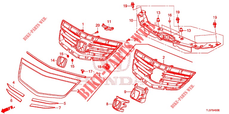 GRILL, VORNE/ZIERLEISTE  für Honda ACCORD TOURER 2.0 S 5 Türen 5 gang automatikgetriebe 2015