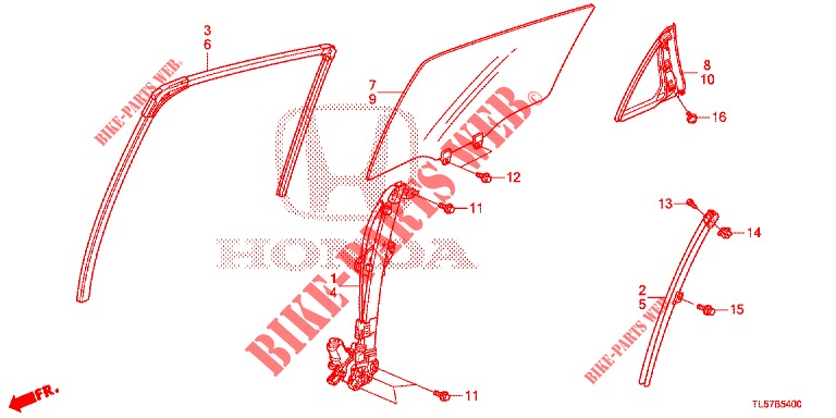 HINTERE TUERFENSTERSCHEIBE/TUERREGLER  für Honda ACCORD TOURER 2.0 S 5 Türen 5 gang automatikgetriebe 2015