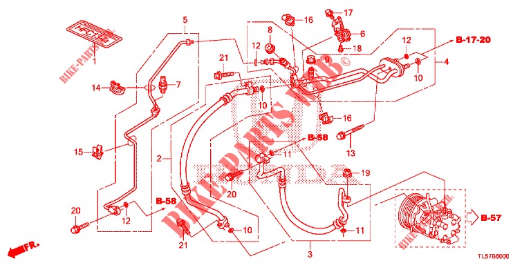 KLIMAANLAGE (FLEXIBLES/TUYAUX) (2.0L) (LH) für Honda ACCORD TOURER 2.0 S 5 Türen 5 gang automatikgetriebe 2015