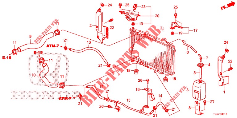 KUEHLERSCHLAUCH/RESERVETANK (2.0L) für Honda ACCORD TOURER 2.0 S 5 Türen 5 gang automatikgetriebe 2015