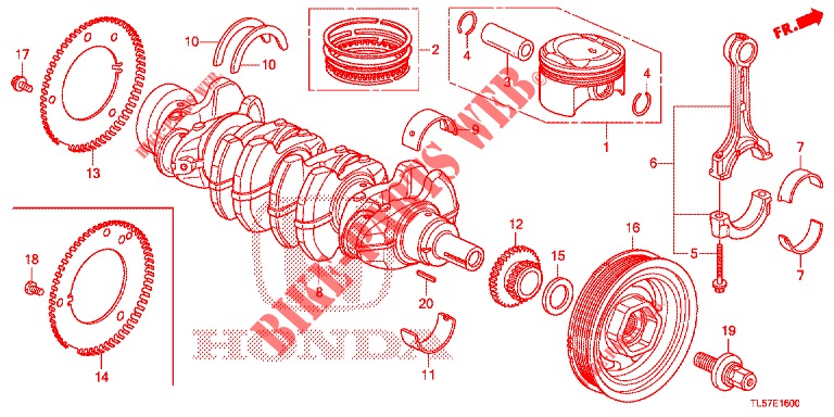 KURBELWELLE/KOLBEN  für Honda ACCORD TOURER 2.0 S 5 Türen 5 gang automatikgetriebe 2015