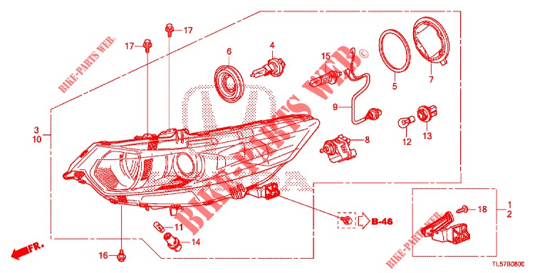 SCHEINWERFER  für Honda ACCORD TOURER 2.0 S 5 Türen 5 gang automatikgetriebe 2015