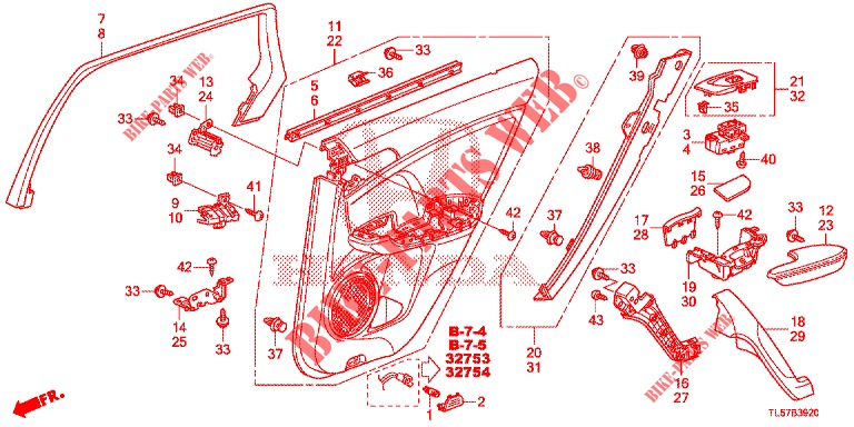 TUERVERKLEIDUNG, HINTEN(4D)  für Honda ACCORD TOURER 2.0 S 5 Türen 5 gang automatikgetriebe 2015