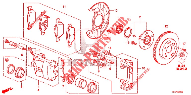 VORDERRADBREMSE (1) für Honda ACCORD TOURER 2.0 S 5 Türen 5 gang automatikgetriebe 2015