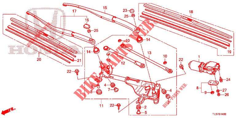 WINDSCHUTZSCHEIBENWISCHER (LH) für Honda ACCORD TOURER 2.0 S 5 Türen 5 gang automatikgetriebe 2015