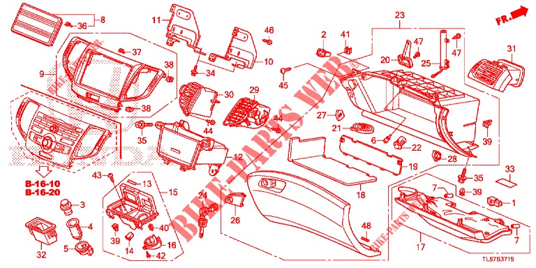 INSTRUMENT, ZIERSTUECK (COTE DE PASSAGER) (LH) für Honda ACCORD TOURER 2.4 S 5 Türen 5 gang automatikgetriebe 2015