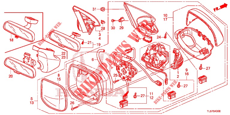 SPIEGEL/SCHIEBEDACH  für Honda ACCORD TOURER 2.4 S 5 Türen 5 gang automatikgetriebe 2015