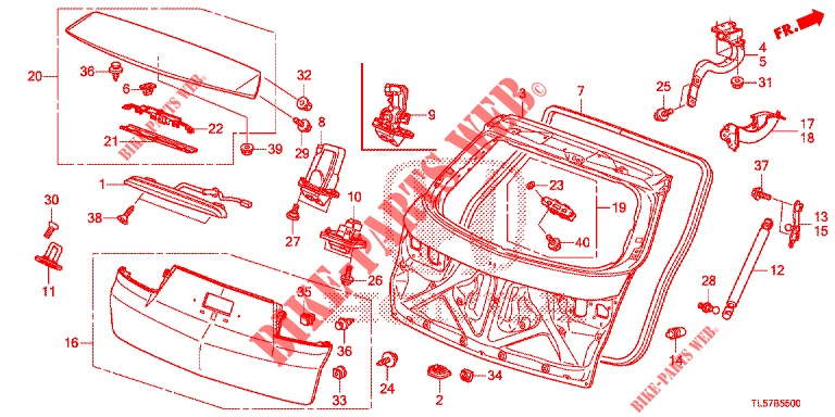 HECKKLAPPENPLATTE(2D)  für Honda ACCORD TOURER DIESEL 2.2 COMFORT 5 Türen 6 gang-Schaltgetriebe 2015