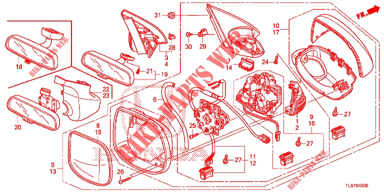 SPIEGEL/SCHIEBEDACH  für Honda ACCORD TOURER DIESEL 2.2 COMFORT 5 Türen 6 gang-Schaltgetriebe 2015