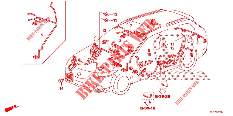 KABELBAUM (3) (LH) für Honda ACCORD TOURER DIESEL 2.2 COMFORT 5 Türen 5 gang automatikgetriebe 2015