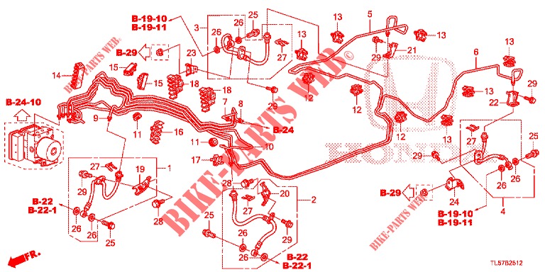 BREMSLEITUNGEN (VSA) (DIESEL) (LH) für Honda ACCORD TOURER DIESEL 2.2 ELEGANCE 5 Türen 6 gang-Schaltgetriebe 2015