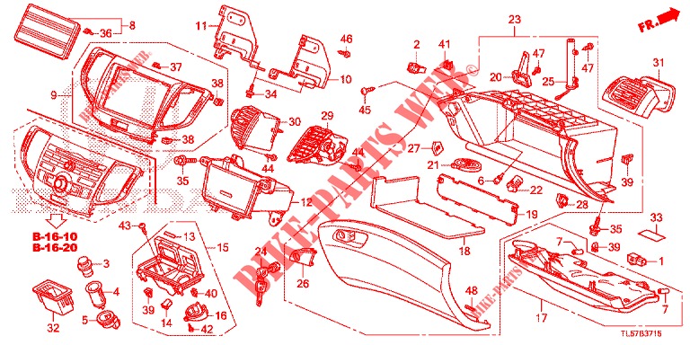 INSTRUMENT, ZIERSTUECK (COTE DE PASSAGER) (LH) für Honda ACCORD TOURER DIESEL 2.2 ELEGANCE 5 Türen 6 gang-Schaltgetriebe 2015