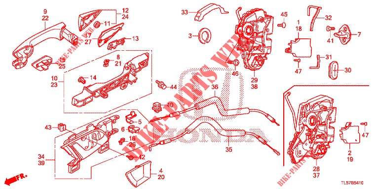 TUERSCHLOESSER, HINTEN/AEUSSERER GRIFF  für Honda ACCORD TOURER DIESEL 2.2 ELEGANCE 5 Türen 6 gang-Schaltgetriebe 2015