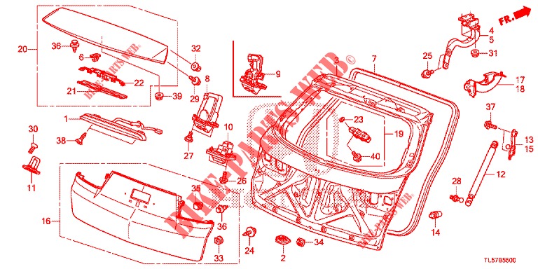 HECKKLAPPENPLATTE(2D)  für Honda ACCORD TOURER DIESEL 2.2 ELEGANCE 5 Türen 5 gang automatikgetriebe 2015
