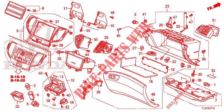 INSTRUMENT, ZIERSTUECK (COTE DE PASSAGER) (LH) für Honda ACCORD TOURER DIESEL 2.2 LUXURY 5 Türen 5 gang automatikgetriebe 2015