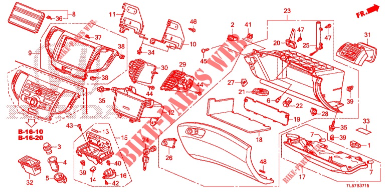 INSTRUMENT, ZIERSTUECK (COTE DE PASSAGER) (LH) für Honda ACCORD TOURER DIESEL 2.2 LUXURY H 5 Türen 6 gang-Schaltgetriebe 2015