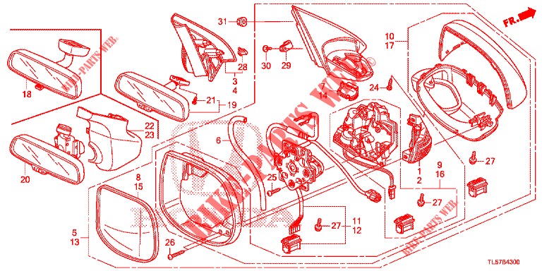 SPIEGEL/SCHIEBEDACH  für Honda ACCORD TOURER DIESEL 2.2 LUXURY H 5 Türen 6 gang-Schaltgetriebe 2015