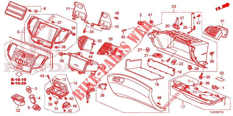 INSTRUMENT, ZIERSTUECK (COTE DE PASSAGER) (LH) für Honda ACCORD TOURER DIESEL 2.2 S 5 Türen 6 gang-Schaltgetriebe 2015