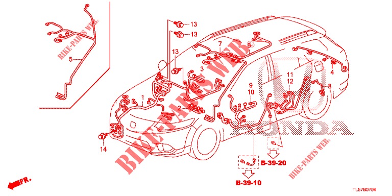 KABELBAUM (3) (LH) für Honda ACCORD TOURER DIESEL 2.2 S 5 Türen 5 gang automatikgetriebe 2015