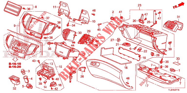 INSTRUMENT, ZIERSTUECK (COTE DE PASSAGER) (LH) für Honda ACCORD TOURER DIESEL 2.2 SH 5 Türen 6 gang-Schaltgetriebe 2015