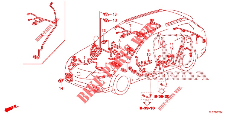 KABELBAUM (3) (LH) für Honda ACCORD TOURER DIESEL 2.2 SH 5 Türen 6 gang-Schaltgetriebe 2015