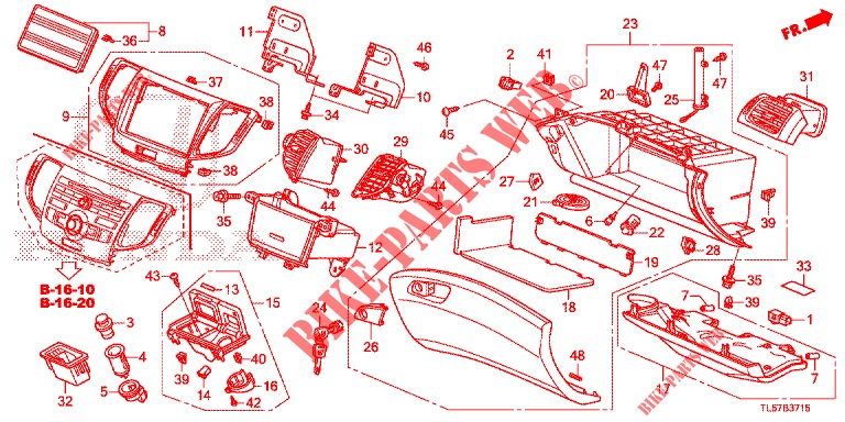 INSTRUMENT, ZIERSTUECK (COTE DE PASSAGER) (LH) für Honda ACCORD TOURER 2.0 COMFORT 5 Türen 6 gang-Schaltgetriebe 2014