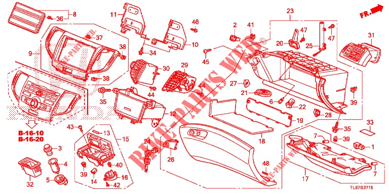 INSTRUMENT, ZIERSTUECK (COTE DE PASSAGER) (LH) für Honda ACCORD TOURER 2.0 ELEGANCE 5 Türen 6 gang-Schaltgetriebe 2014