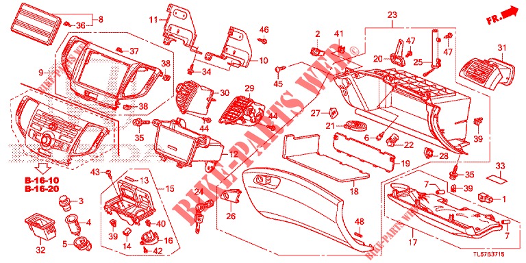 INSTRUMENT, ZIERSTUECK (COTE DE PASSAGER) (LH) für Honda ACCORD TOURER 2.0 ELEGANCE 5 Türen 5 gang automatikgetriebe 2014