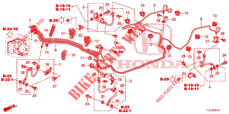 BREMSLEITUNGEN (VSA) (LH) für Honda ACCORD TOURER 2.0 ELEGANCE PACK 5 Türen 5 gang automatikgetriebe 2014