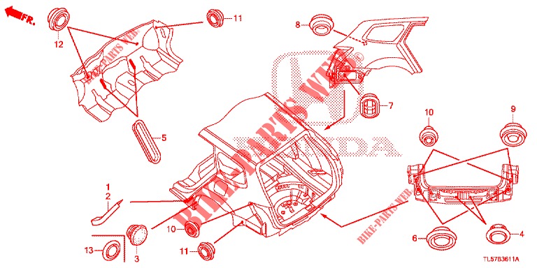 GUMMITUELLE (ARRIERE) für Honda ACCORD TOURER 2.0 ELEGANCE PACK 5 Türen 5 gang automatikgetriebe 2014
