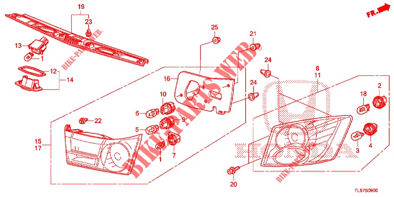 HECKLEUCHTE/KENNZEICHENBELEUCHTUNG (PGM FI)  für Honda ACCORD TOURER 2.0 ELEGANCE PACK 5 Türen 5 gang automatikgetriebe 2014