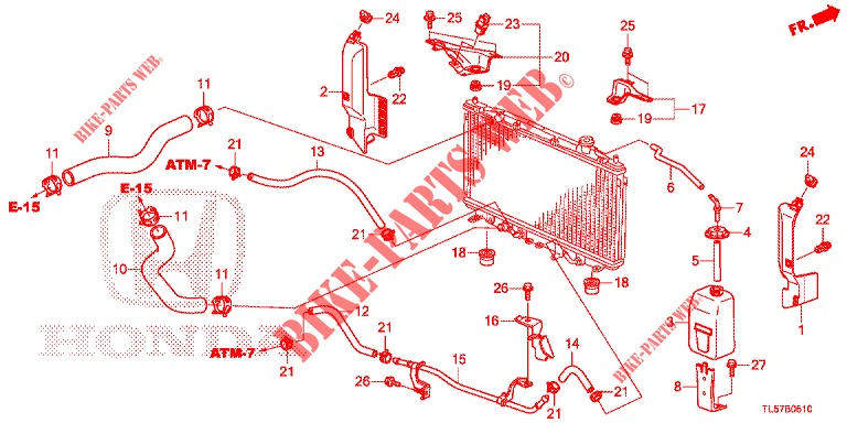 KUEHLERSCHLAUCH/RESERVETANK (2.0L) für Honda ACCORD TOURER 2.0 ELEGANCE PACK 5 Türen 5 gang automatikgetriebe 2014