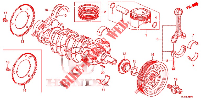 KURBELWELLE/KOLBEN  für Honda ACCORD TOURER 2.0 ELEGANCE PACK 5 Türen 5 gang automatikgetriebe 2014