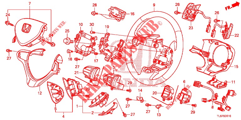 LENKRAD (SRS) für Honda ACCORD TOURER 2.0 ELEGANCE PACK 5 Türen 5 gang automatikgetriebe 2014