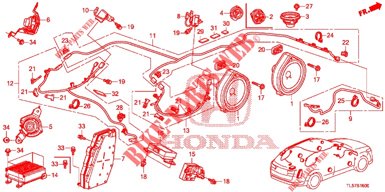 RADIOANTENNE/LAUTSPRECHER (LH) für Honda ACCORD TOURER 2.0 ELEGANCE PACK 5 Türen 5 gang automatikgetriebe 2014