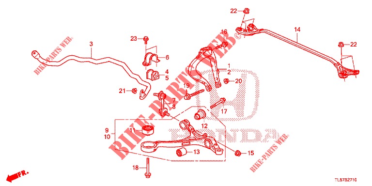 STABILISATOR, VORNE/UNTERER ARM, VORNE  für Honda ACCORD TOURER 2.0 ELEGANCE PACK 5 Türen 5 gang automatikgetriebe 2014